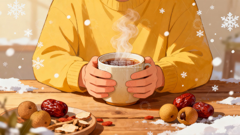 高清大图下载【趣麦麦图】冬日暖饮与雪景
