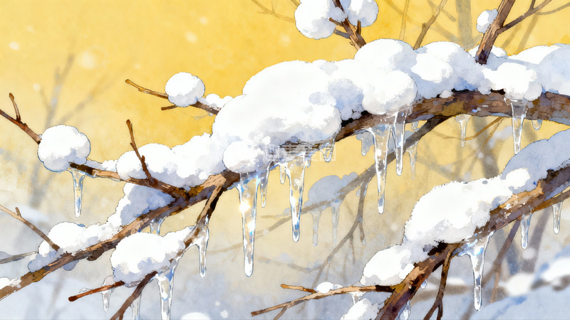 高清大图下载【趣麦麦图】雪覆树枝冰挂冬景