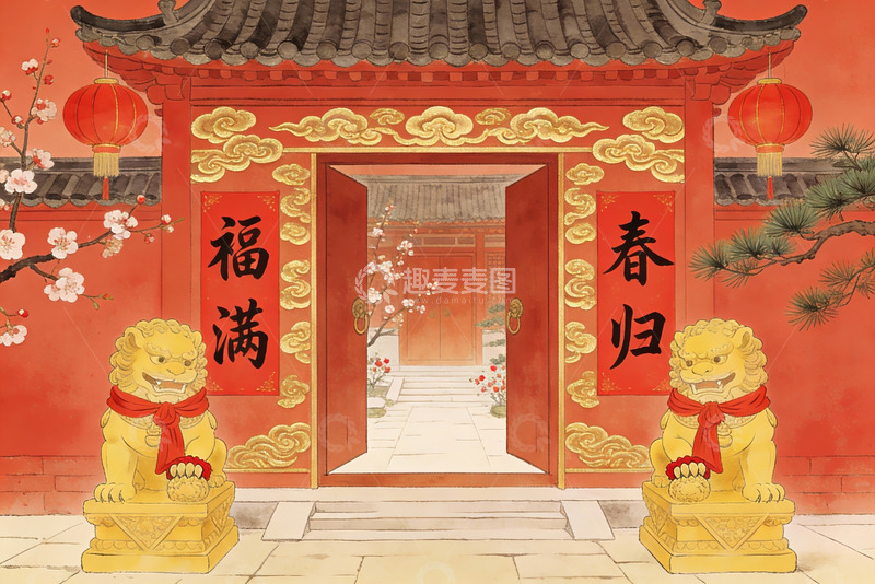 高清大图下载【趣麦麦图】中国传统建筑大门装饰