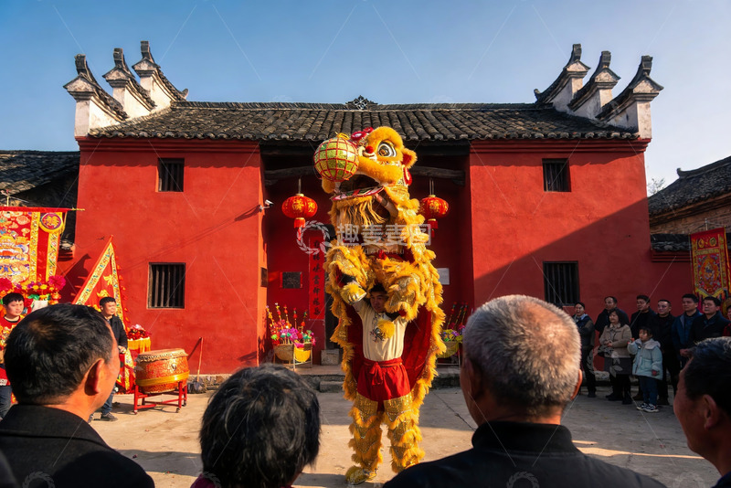 高清大图下载【趣麦麦图】传统舞狮表演热闹非凡