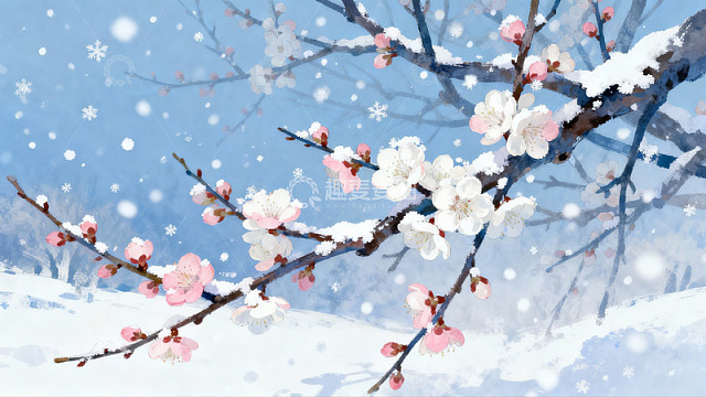 雪中绽放的梅花