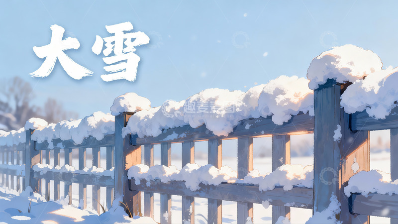 高清大图下载【趣麦麦图】雪覆栅栏冬日景象