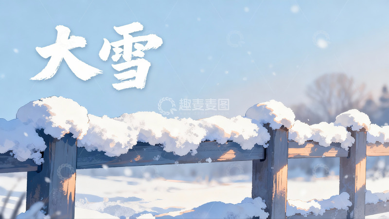 高清大图下载【趣麦麦图】雪后木栅栏静景