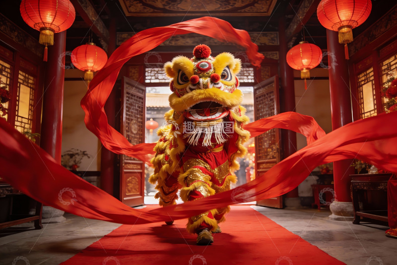 高清大图下载【趣麦麦图】传统舞狮表演热闹非凡