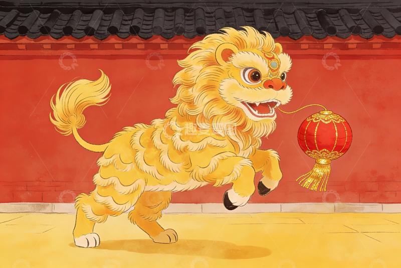 高清大图下载【趣麦麦图】舞狮灯彩迎新春