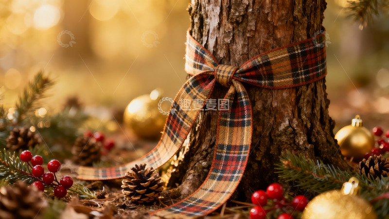 高清大图下载【趣麦麦图】圣诞树干装饰节日氛围