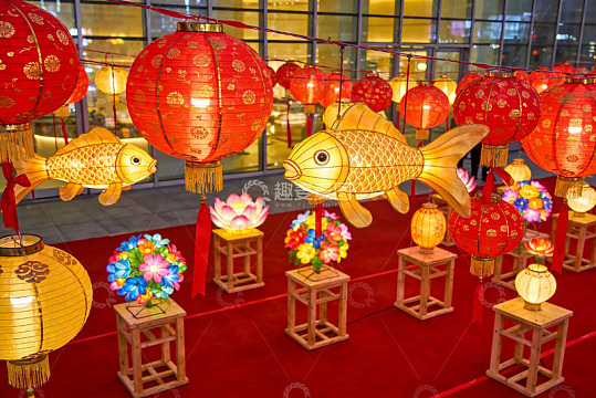 红灯笼鱼灯装饰节日场景