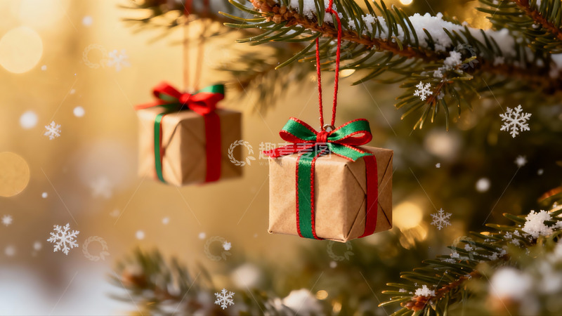 高清大图下载【趣麦麦图】圣诞树挂饰礼物盒