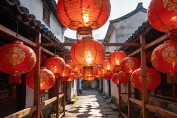 古巷红灯笼高挂迎佳节