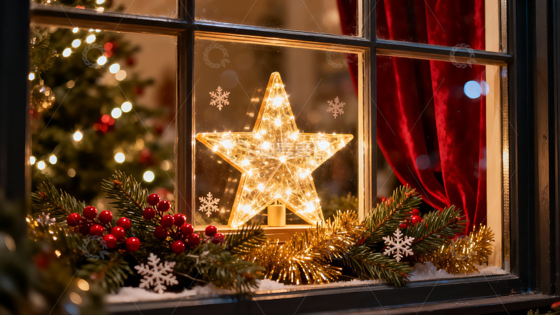 高清大图下载【趣麦麦图】圣诞窗景温馨节日装饰