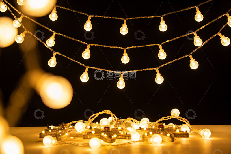 高清大图下载【趣麦麦图】夜景灯光串装饰温馨氛围