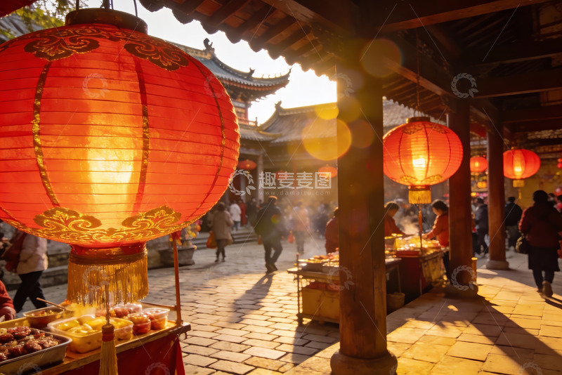 高清大图下载【趣麦麦图】古街夜市灯火辉煌游人如织