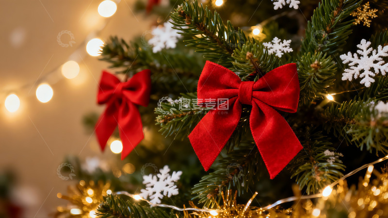 高清大图下载【趣麦麦图】圣诞树装饰特写节日氛围浓厚