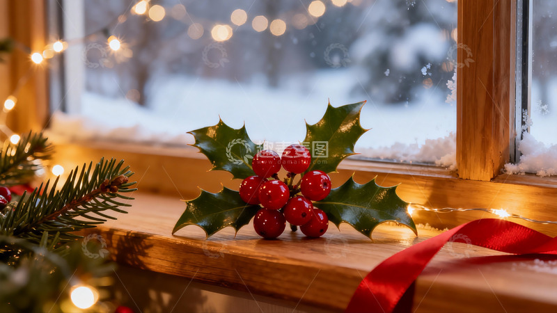 高清大图下载【趣麦麦图】窗台冬日圣诞装饰