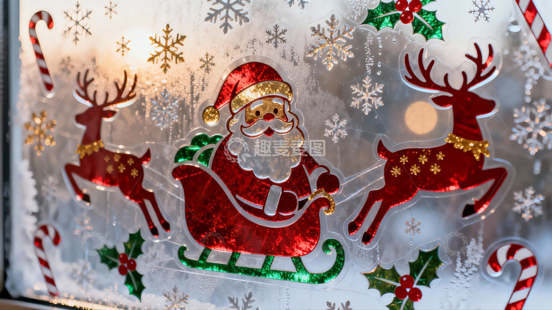 高清大图下载【趣麦麦图】圣诞窗贴装饰画面