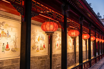 古色古香长廊夜景