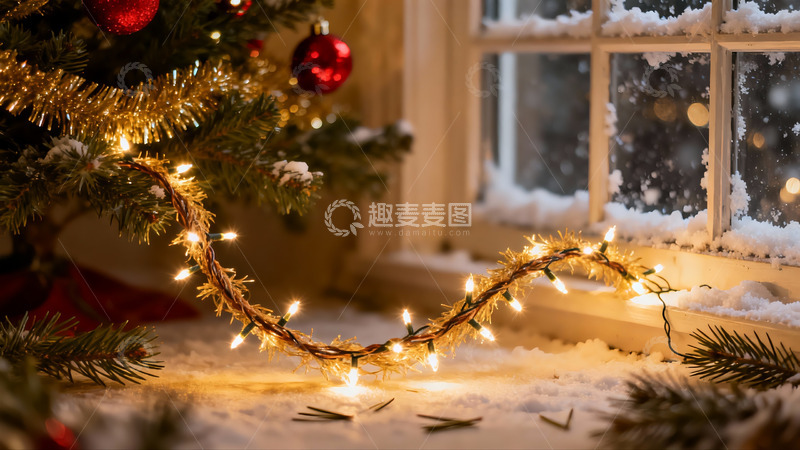 高清大图下载【趣麦麦图】圣诞树雪景温馨节日氛围