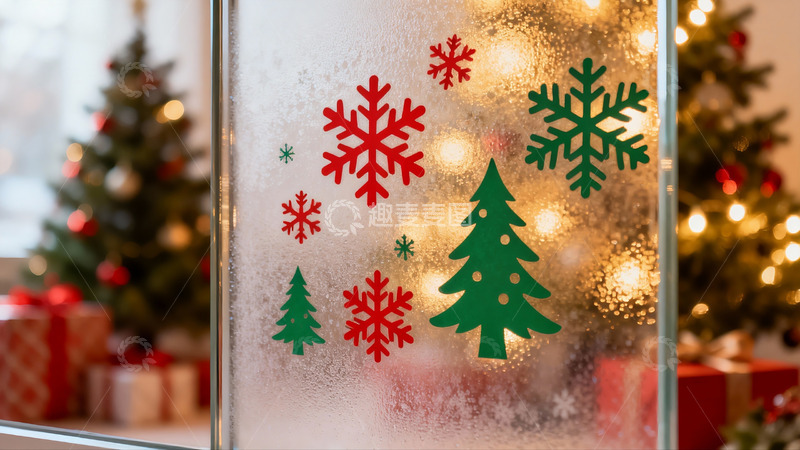 高清大图下载【趣麦麦图】圣诞装饰玻璃窗