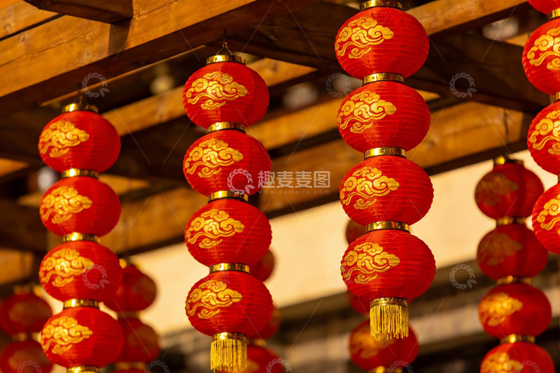 高清大图下载【趣麦麦图】红灯笼高挂古建筑