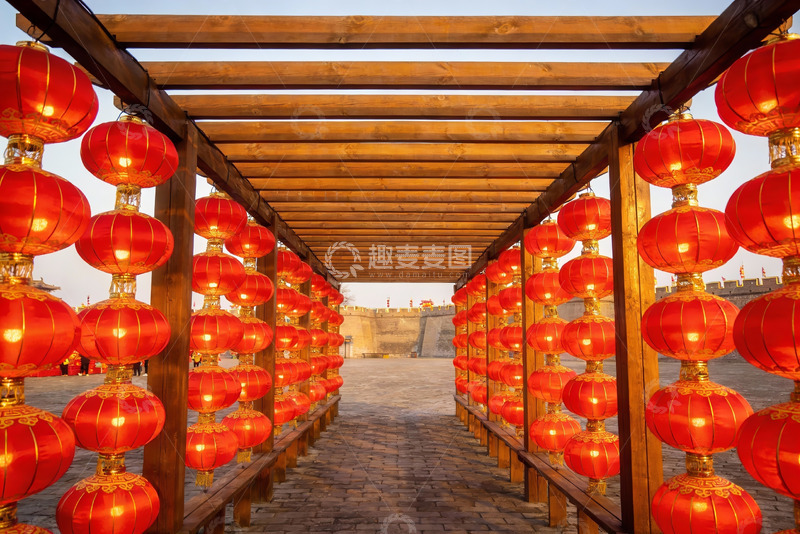 高清大图下载【趣麦麦图】古色古香灯笼长廊