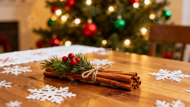 高清大图下载【趣麦麦图】圣诞餐桌装饰温馨节日氛围