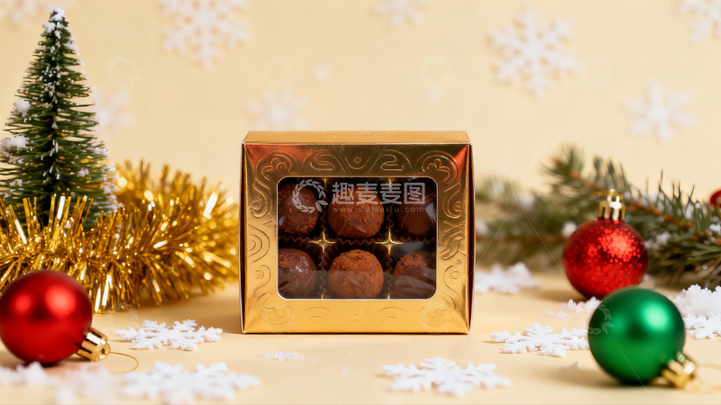 高清大图下载【趣麦麦图】圣诞礼盒巧克力摆拍