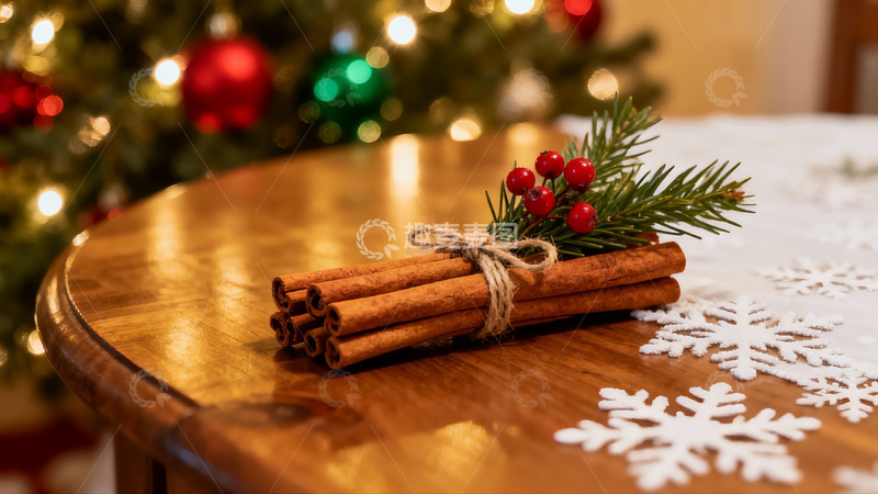 高清大图下载【趣麦麦图】圣诞餐桌装饰温馨节日氛围