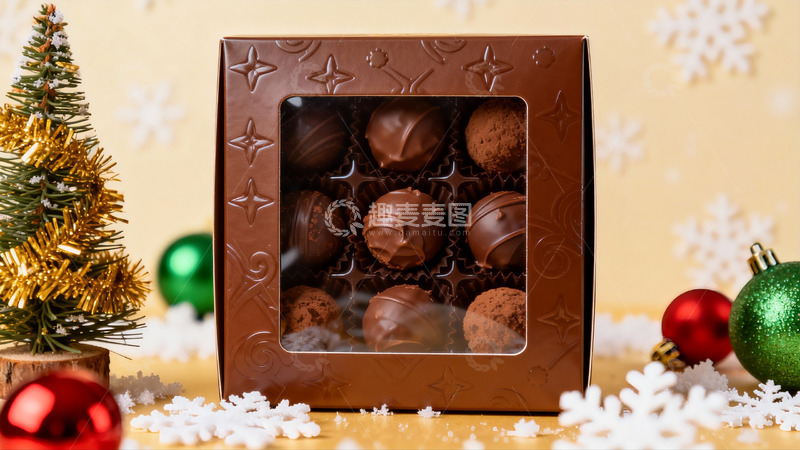 高清大图下载【趣麦麦图】圣诞礼盒巧克力摆拍