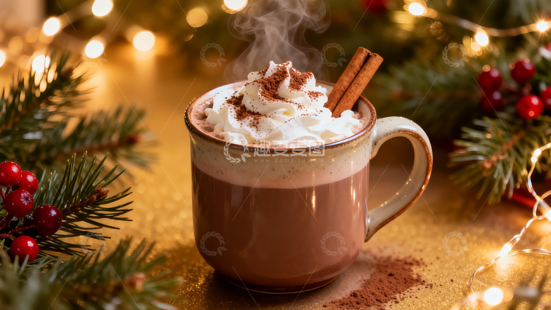 高清大图下载【趣麦麦图】热巧克力圣诞装饰饮品