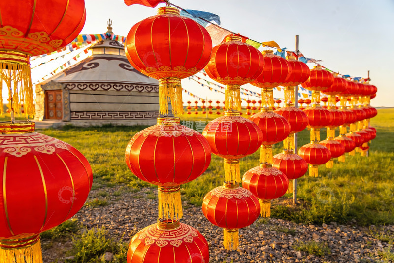 高清大图下载【趣麦麦图】草原灯笼节庆场景