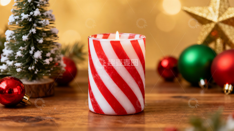 高清大图下载【趣麦麦图】圣诞烛光与装饰球