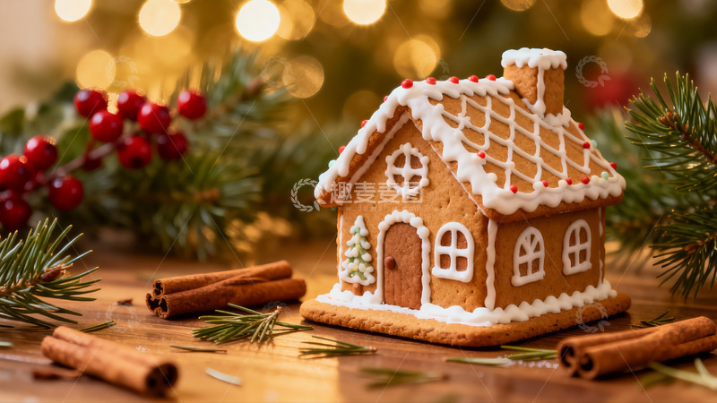 高清大图下载【趣麦麦图】圣诞姜饼屋装饰场景