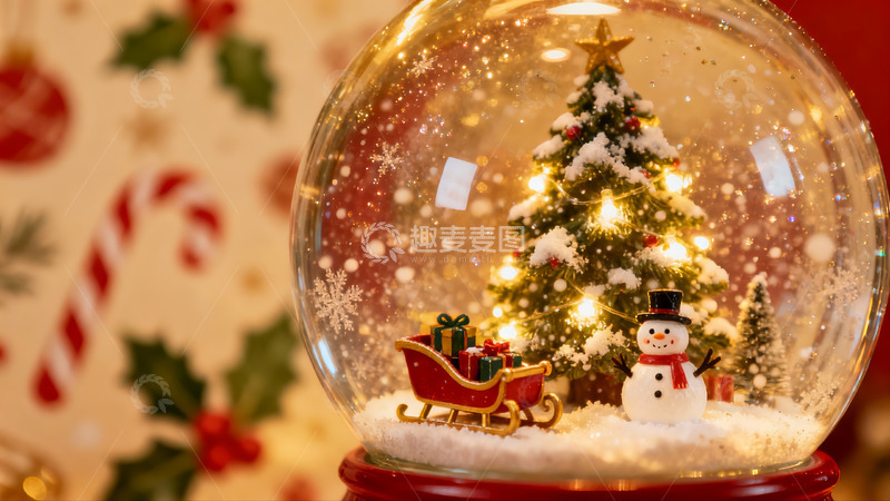 高清大图下载【趣麦麦图】圣诞雪球内景温馨节日氛围