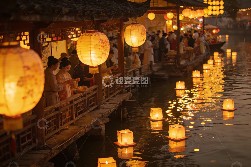 高清大图下载【趣麦麦图】夜游水乡灯火辉煌