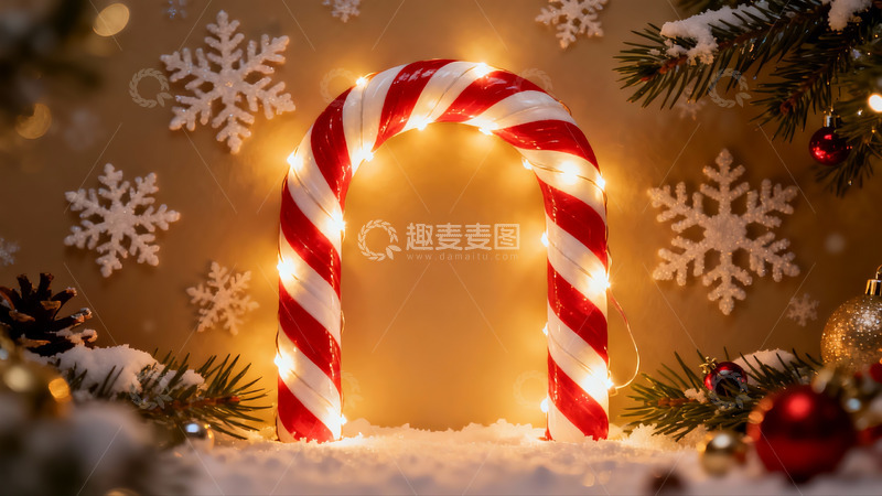 高清大图下载【趣麦麦图】圣诞糖果拐杖灯饰场景