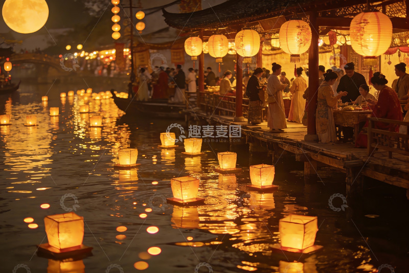 高清大图下载【趣麦麦图】夜游水乡灯火辉煌