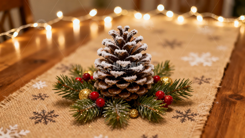 高清大图下载【趣麦麦图】圣诞松果装饰摆件