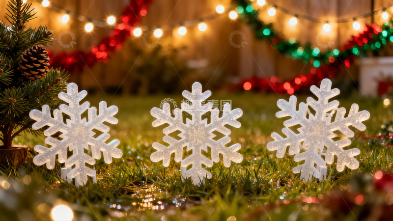 高清大图下载【趣麦麦图】圣诞雪景装饰户外布置