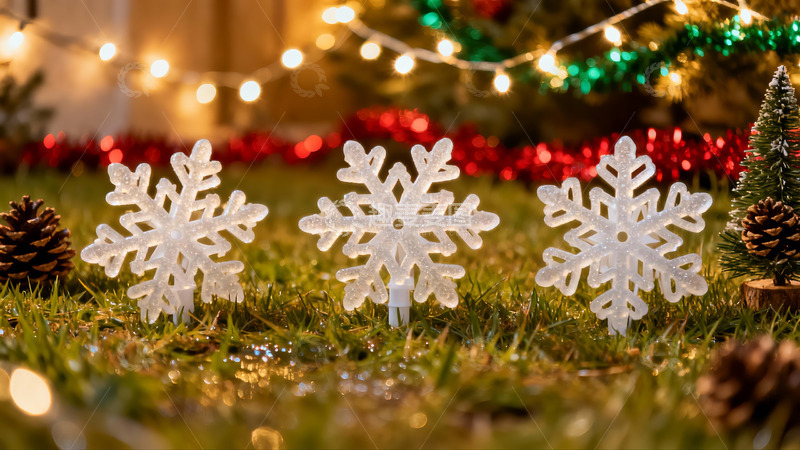 高清大图下载【趣麦麦图】圣诞雪景装饰灯光