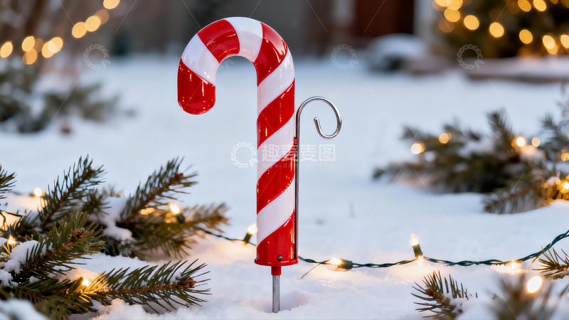 高清大图下载【趣麦麦图】雪地圣诞拐杖糖装饰