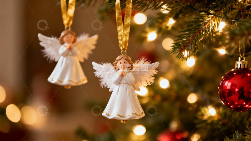 高清大图下载【趣麦麦图】圣诞树天使挂饰温馨节日氛围