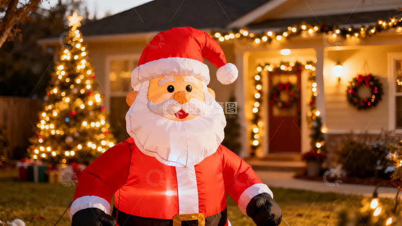 高清大图下载【趣麦麦图】圣诞装饰房屋夜景