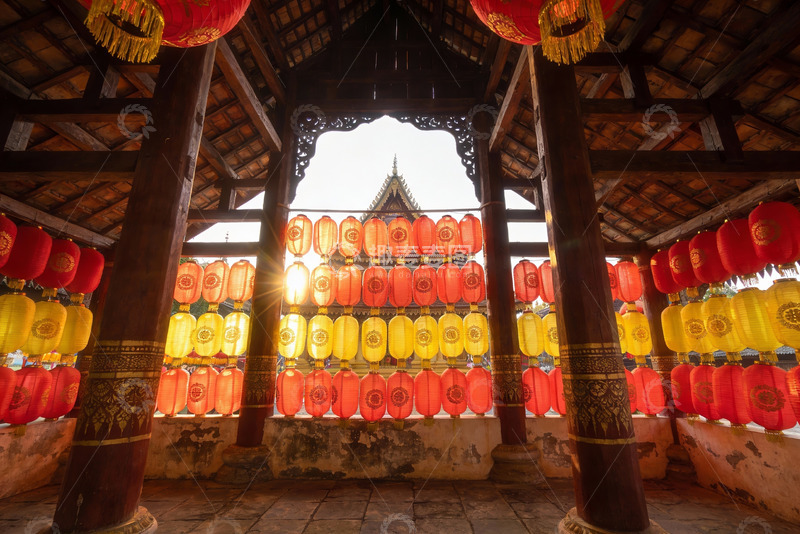 高清大图下载【趣麦麦图】古建筑灯笼装饰光影美景