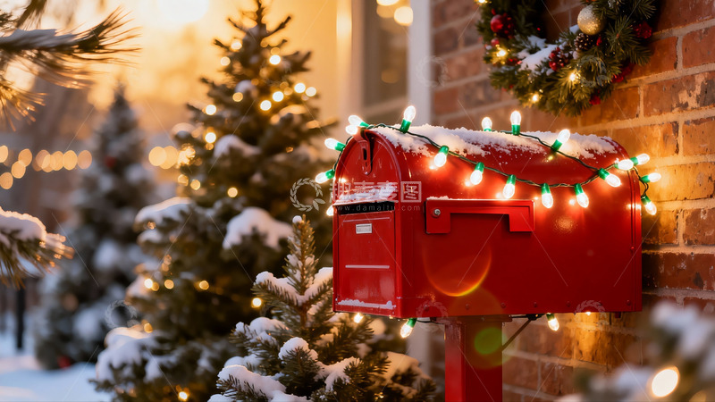 高清大图下载【趣麦麦图】雪夜圣诞灯饰邮箱