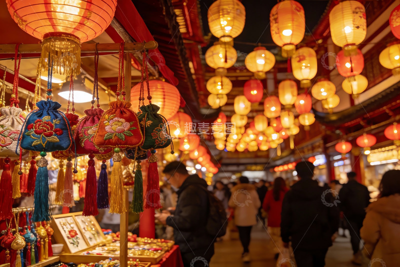 高清大图下载【趣麦麦图】灯火辉煌的夜市摊位