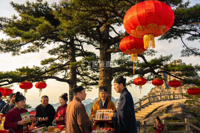 高清大图下载【趣麦麦图】古装人群户外节庆活动