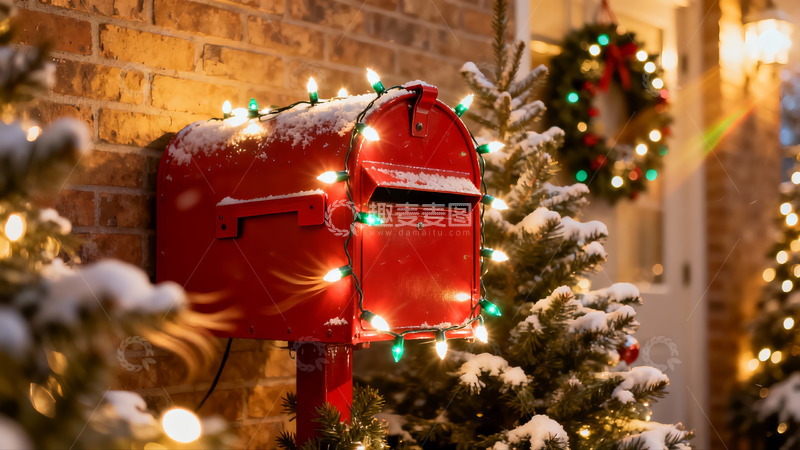 高清大图下载【趣麦麦图】雪夜圣诞灯饰邮箱