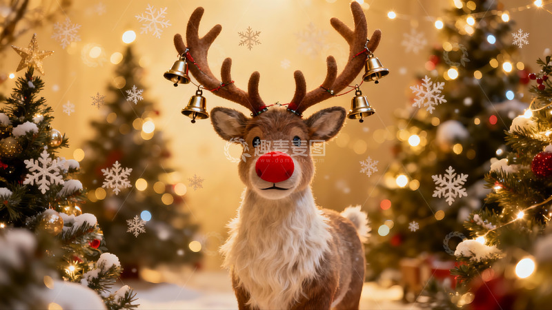 高清大图下载【趣麦麦图】圣诞驯鹿装饰场景
