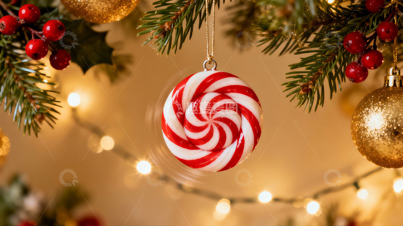 高清大图下载【趣麦麦图】圣诞树装饰特写节日氛围浓厚