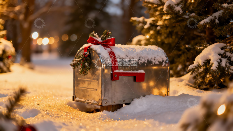 高清大图下载【趣麦麦图】雪夜邮箱挂红饰